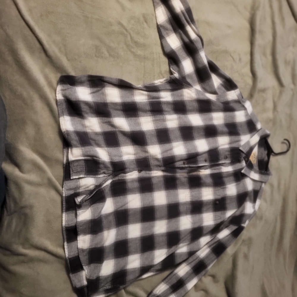 Plaid Black and White Men's Flannel 3xlt